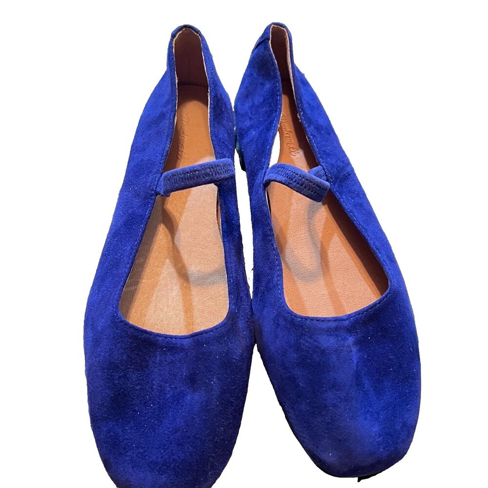 Madewell Greta Ballet Flat Mule Deep Royal Blue Suede Shoes Mary Jane 7 NEW